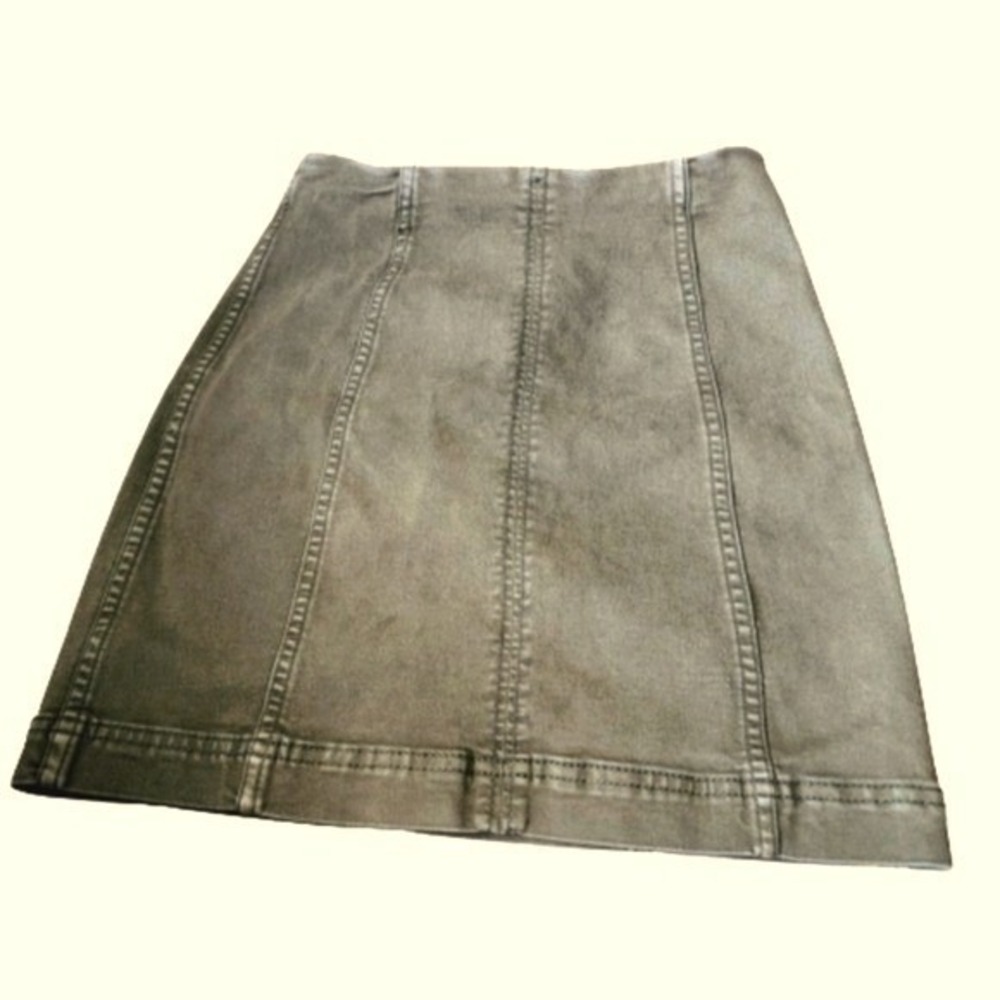 Free People Olive Green Denim Mini‎ Skirt Size 4